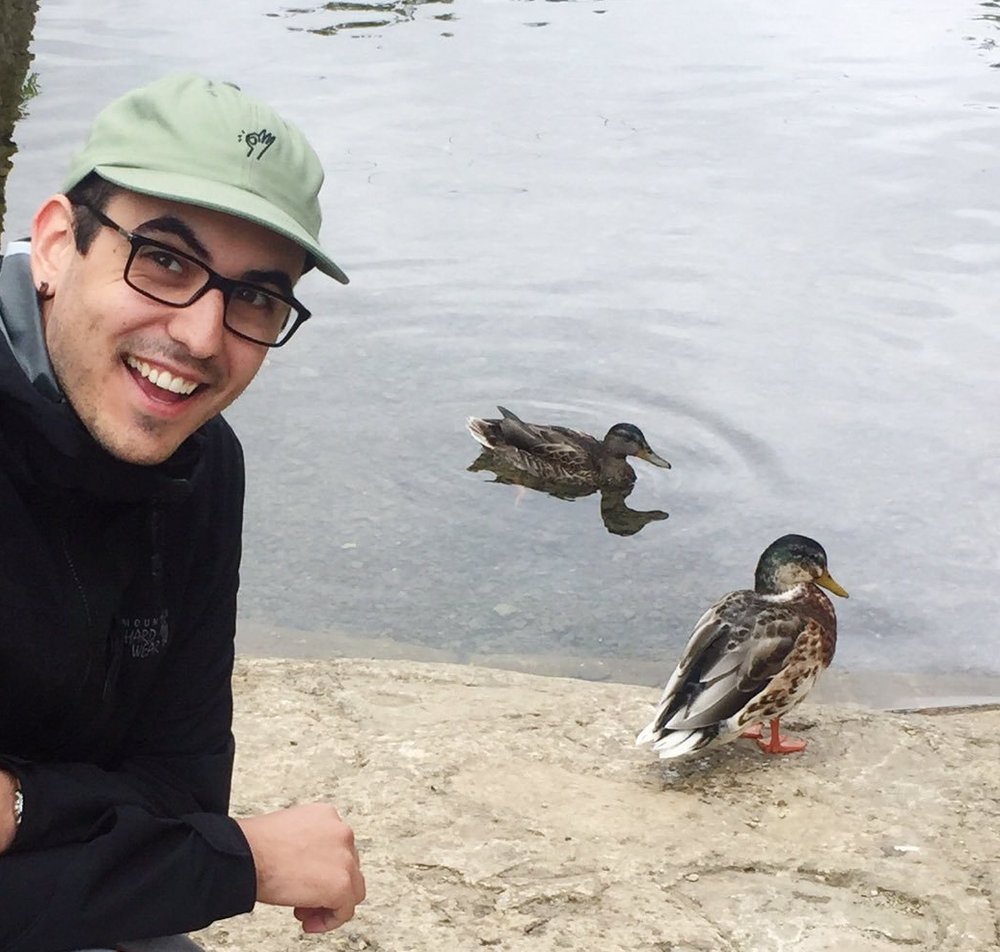A photo of me with some ducks.