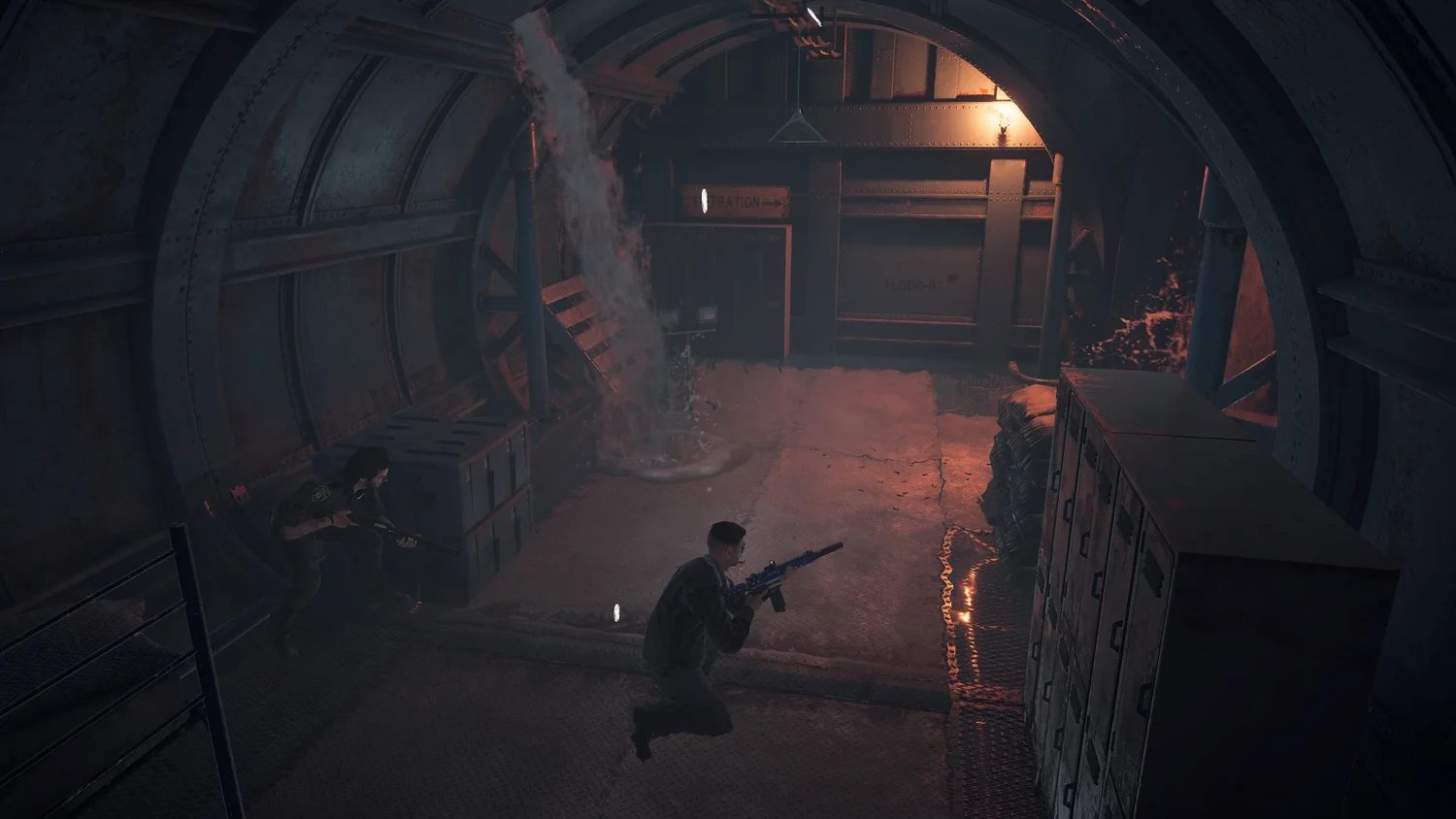 Casualties of War: A screenshot of the bunker interior, showing Deputy Pratt with the player.
