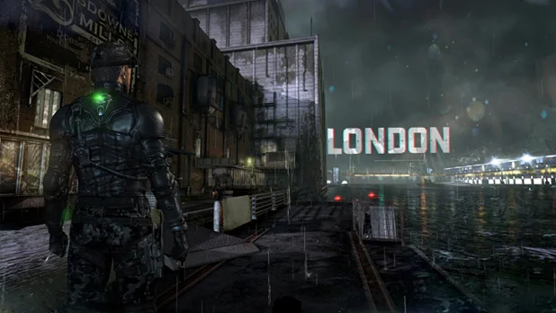 A screenshot of Splinter Cell Blacklst’s London Abandoned Mill mission.