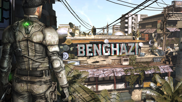 A screenshot of Splinter Cell Blacklst’s Benghazi Safehouse mission.